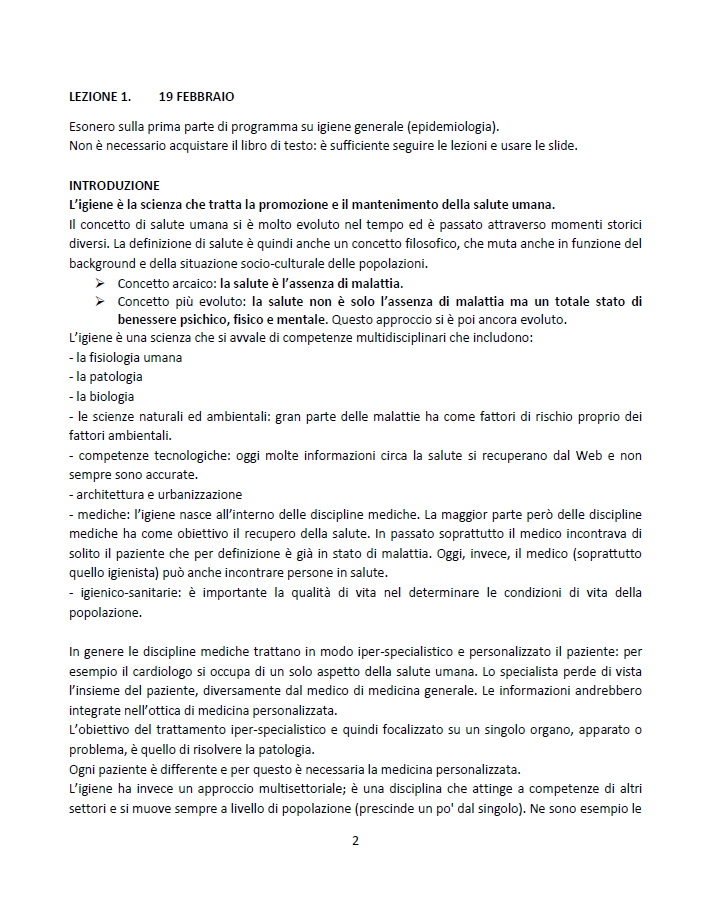 Igiene - Appunti