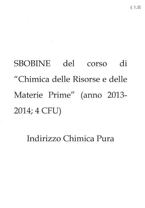 Chimica delle risorse e delle materie prime - Appunti